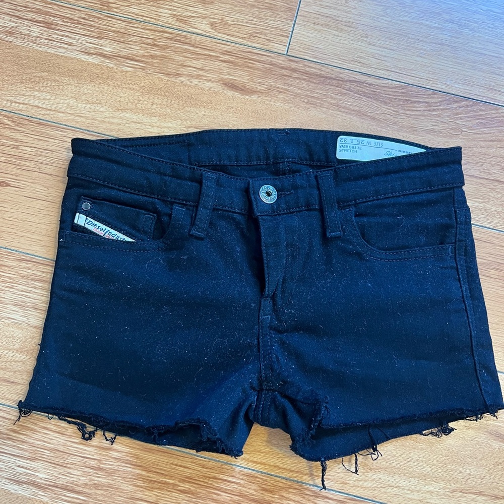 Vintage Diesel Black Fitted Denim Shorts Y2K